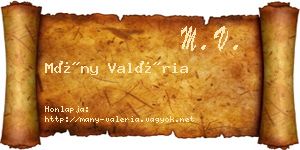 Mány Valéria névjegykártya